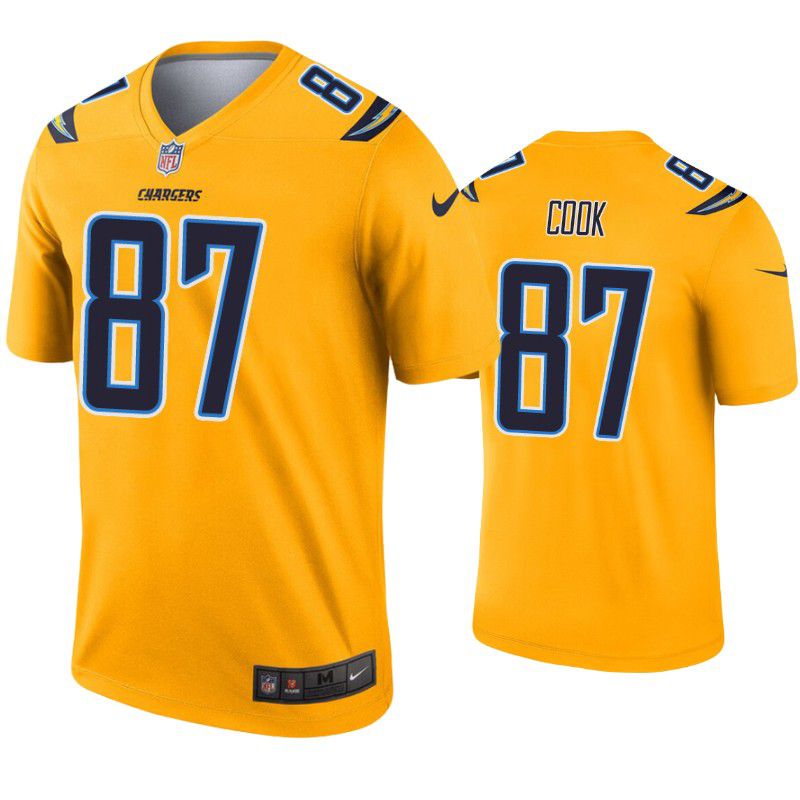 Men Los Angeles Chargers #87 Jared Cook Nike Gold Inverted Legend NFL Jersey->los angeles chargers->NFL Jersey